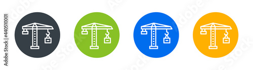 Construction crane icons set. Tower crane symbol.