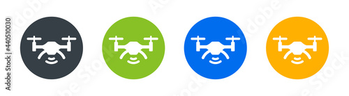 Quadcopter symbol. Flying photo and video drone icon vector illustration