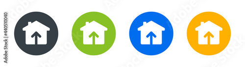 House with arrow up icon sign. Vector illustration