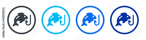 Fishing a fish with hook lure icon sign. Vector illustration