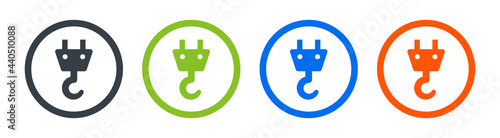 Crane hook icon. Building and lifting symbol. Vector illustration