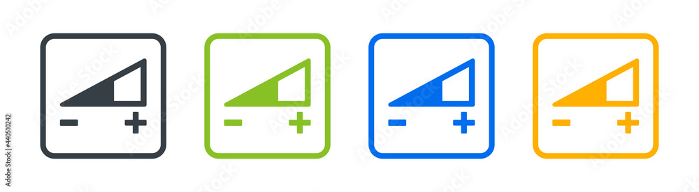 Volume adjustment symbol icon on sign. Vector illustration Volume adjustment symbol icon on sign. Vector illustration