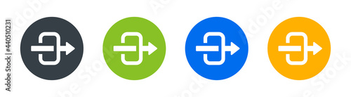 Arrow across object symbol sign icon. Through, pierce penetrate symbol.