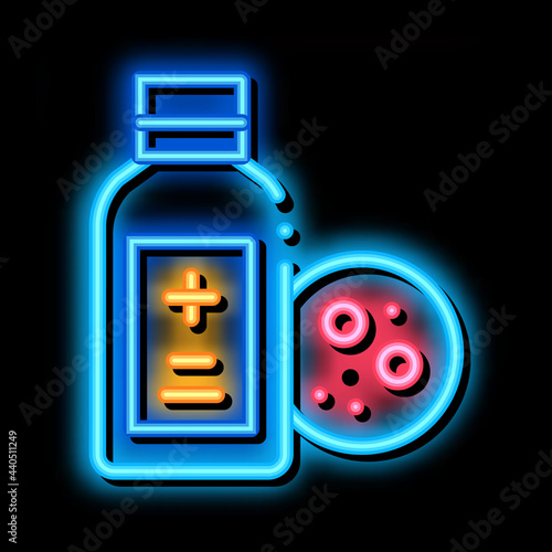 medical bottle for dermatitis neon light sign vector. Glowing bright icon medical bottle for dermatitis sign. transparent symbol illustration