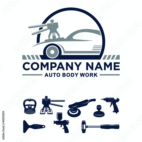 a collections icon of auto body icon, icon for auto body service.
