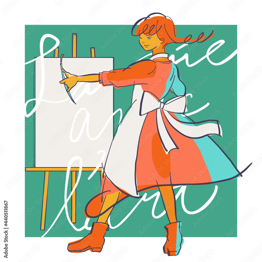 絵を描く芸術系女子のスタイリッシュなベクターイラスト Stock Vector Adobe Stock 絵を描く芸術系女子のスタイリッシュなベクターイラスト Stock Vector Adobe Stock