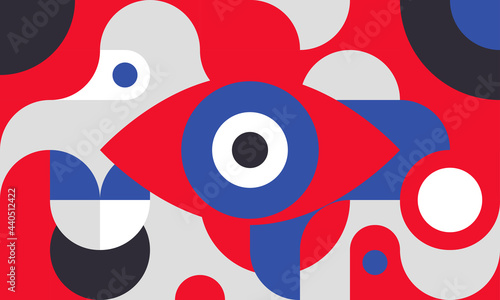 Funky background in bauhaus style with eye