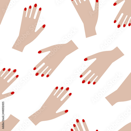 Female hand manicure seamless fashion pattern