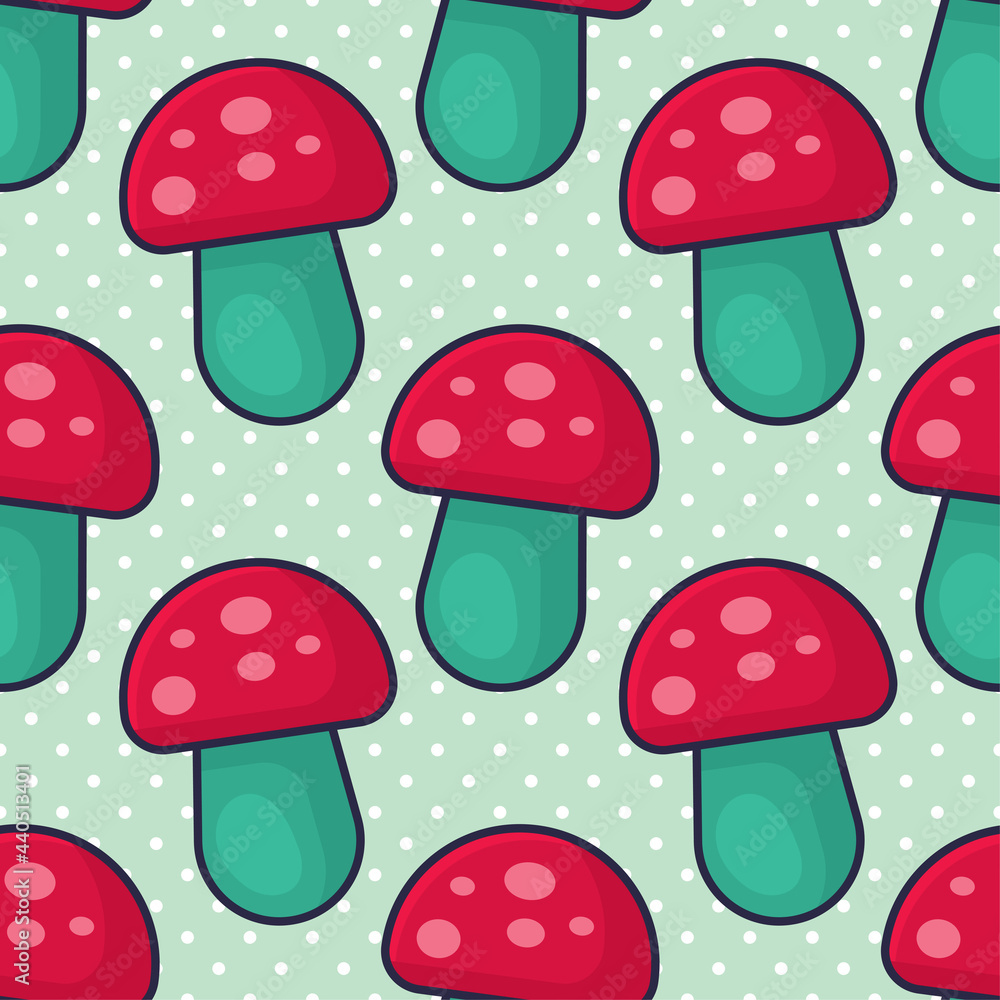 Mushrooms seamless pattern vector illustration Mushrooms seamless pattern vector illustration