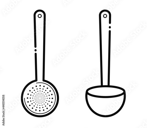 Spoon and ladle icons for cooking food.