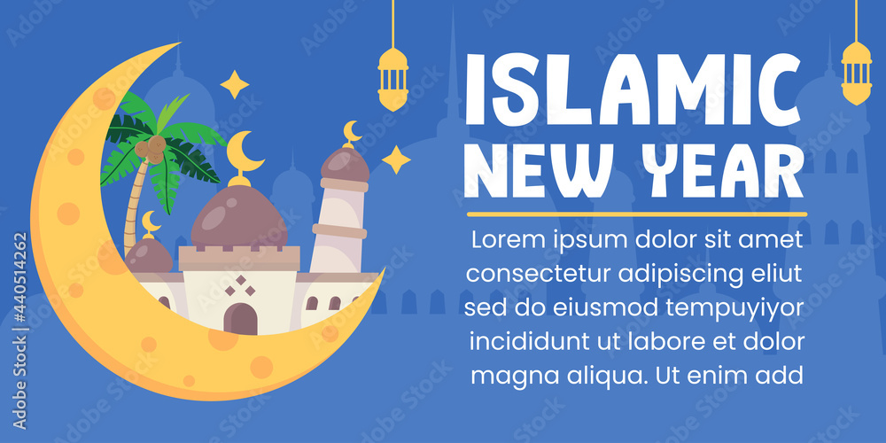 flat islamic new year illustration