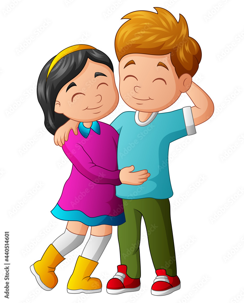 Cute teenage lover couple stand and hugging Cute teenage lover couple stand and hugging