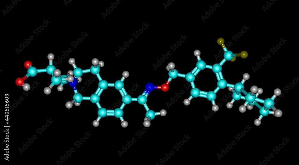 Siponimod molecular structure isolated on black