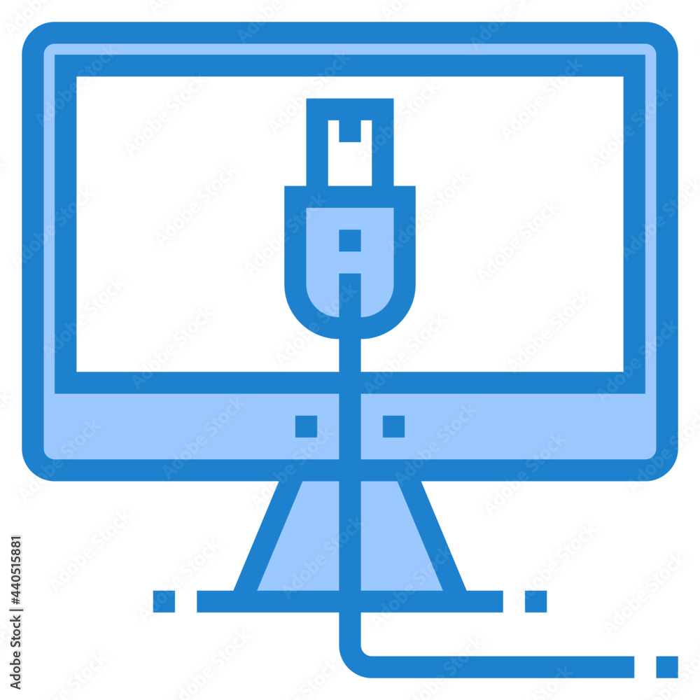 Computer connection blue style icon Computer connection blue style icon