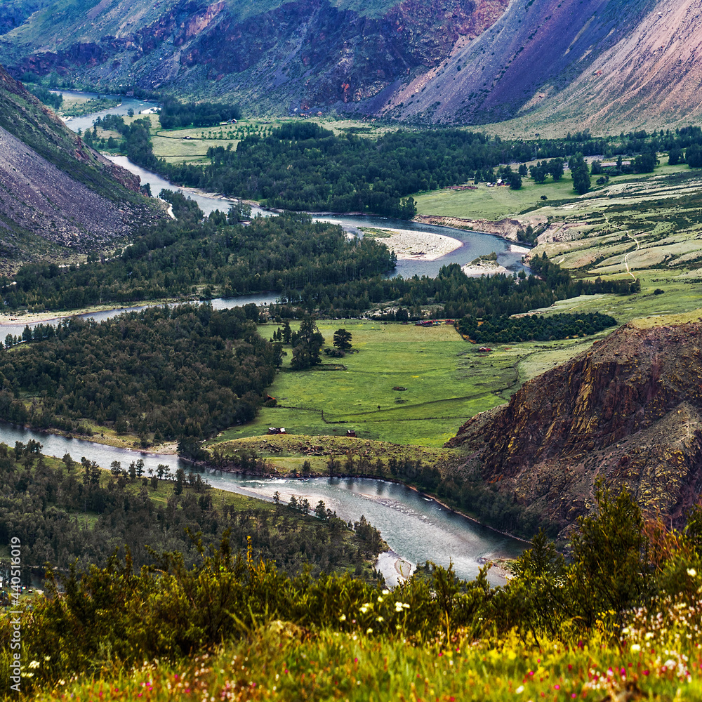 View of the Chulyshman highlands. altai republic
