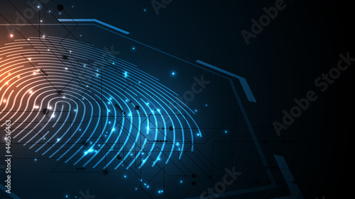 Security cyber digital concept fingerprint scan Abstract technology background protect system innovation vector illustration