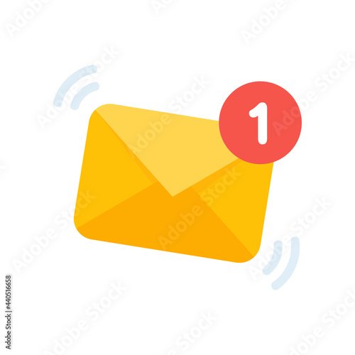 Yellow envelope. The concept of communication and email notification via online channels.