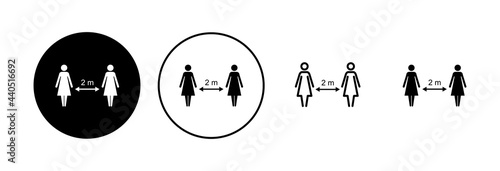 Social distancing icon set. social distance icon. self quarantine sign