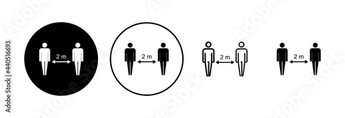 Social distance icon set. social distancing icon. self quarantine sign