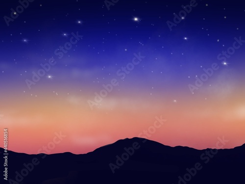 night scenery with colorful and light milky way full of stars in the sky
