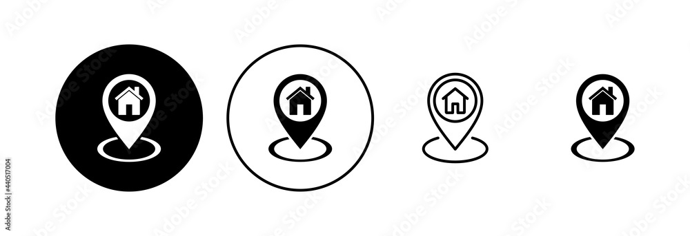 Address icon set. home location icon vector Address icon set. home location icon vector