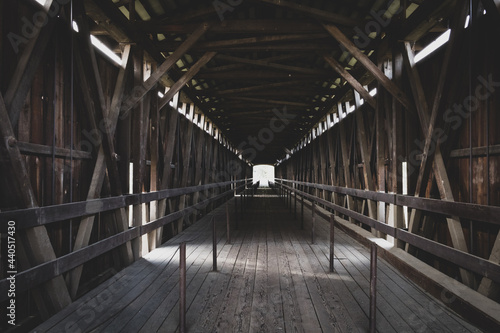 Covered Bridge - Knights Ferry, California - Wood Tunnel River Crossing