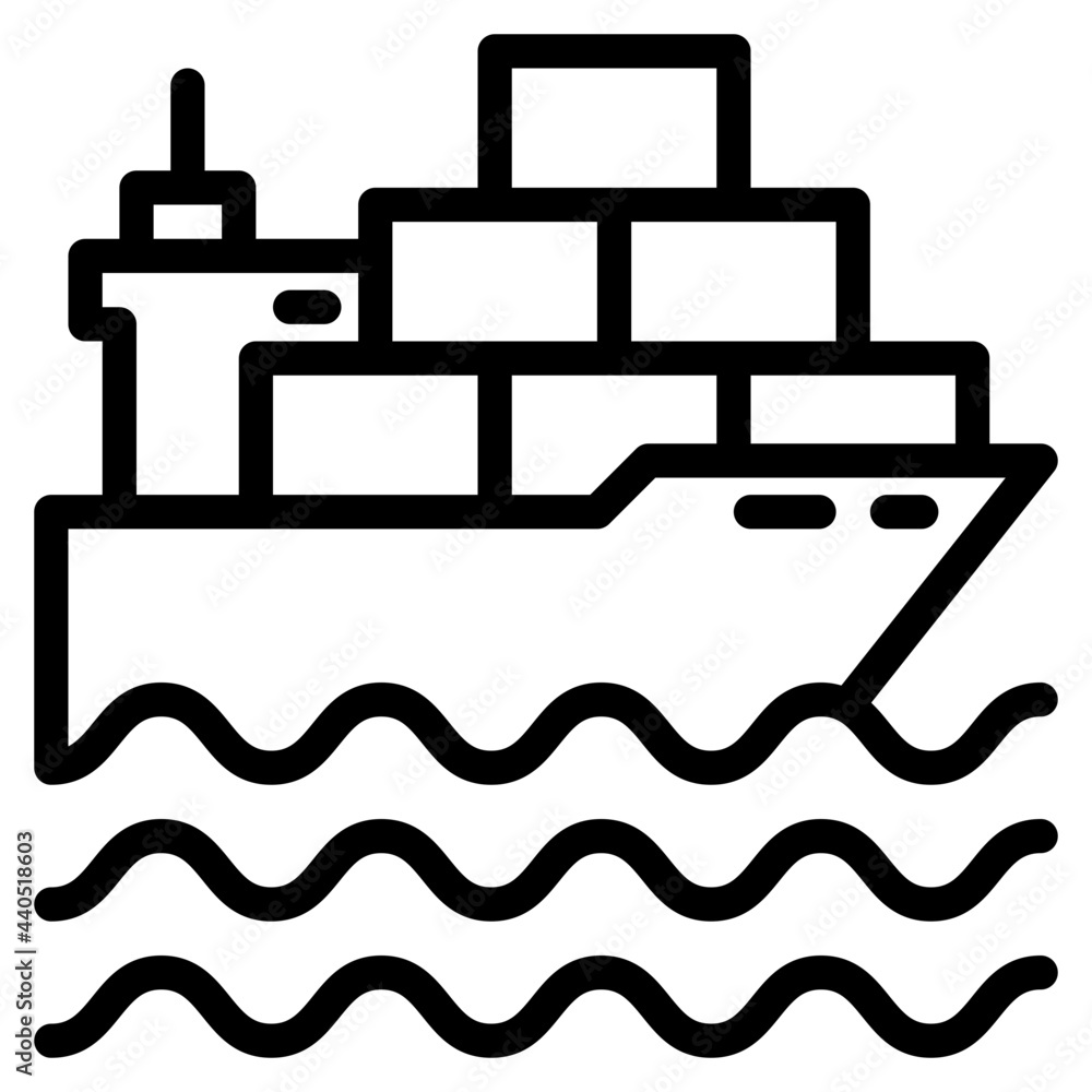 Obraz premium Cargo ship outline style icon