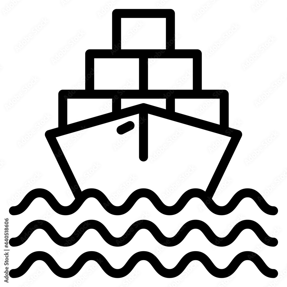 Cargo ship outline style icon Cargo ship outline style icon
