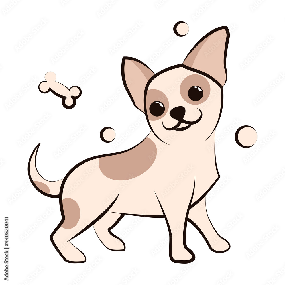 Cute Cartoon Vector Illustration icon of a Chihuahua puppy dog. It is flat design. Cute Cartoon Vector Illustration icon of a Chihuahua puppy dog. It is flat design.