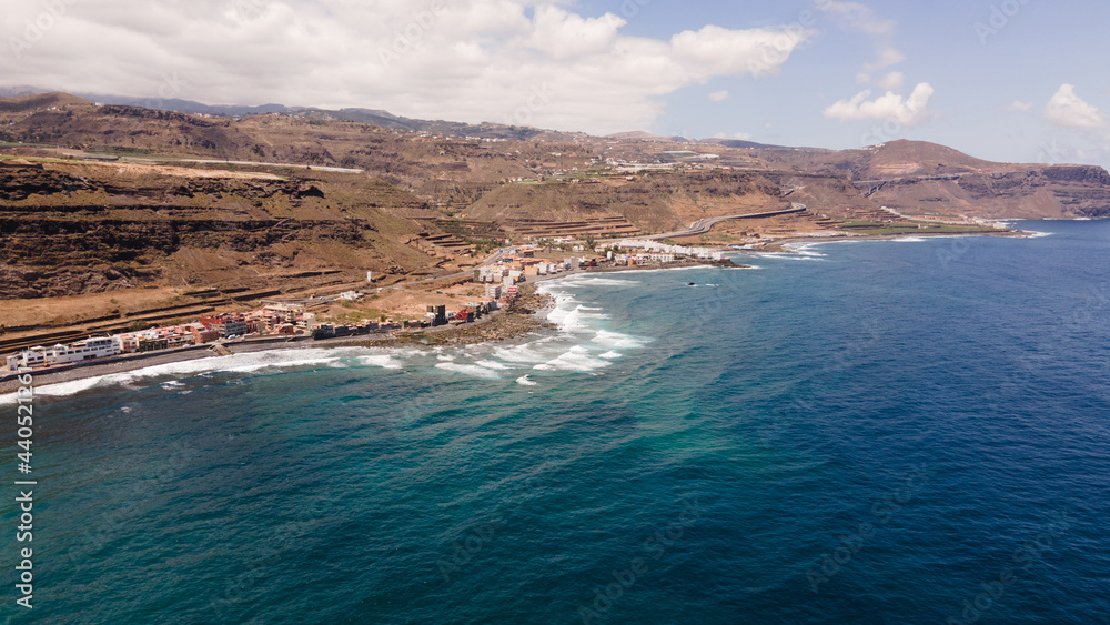 Photo with drone of the coast and beach in Gran Canaria  Spain