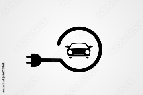 electric car line icon. eco transport symbol. 