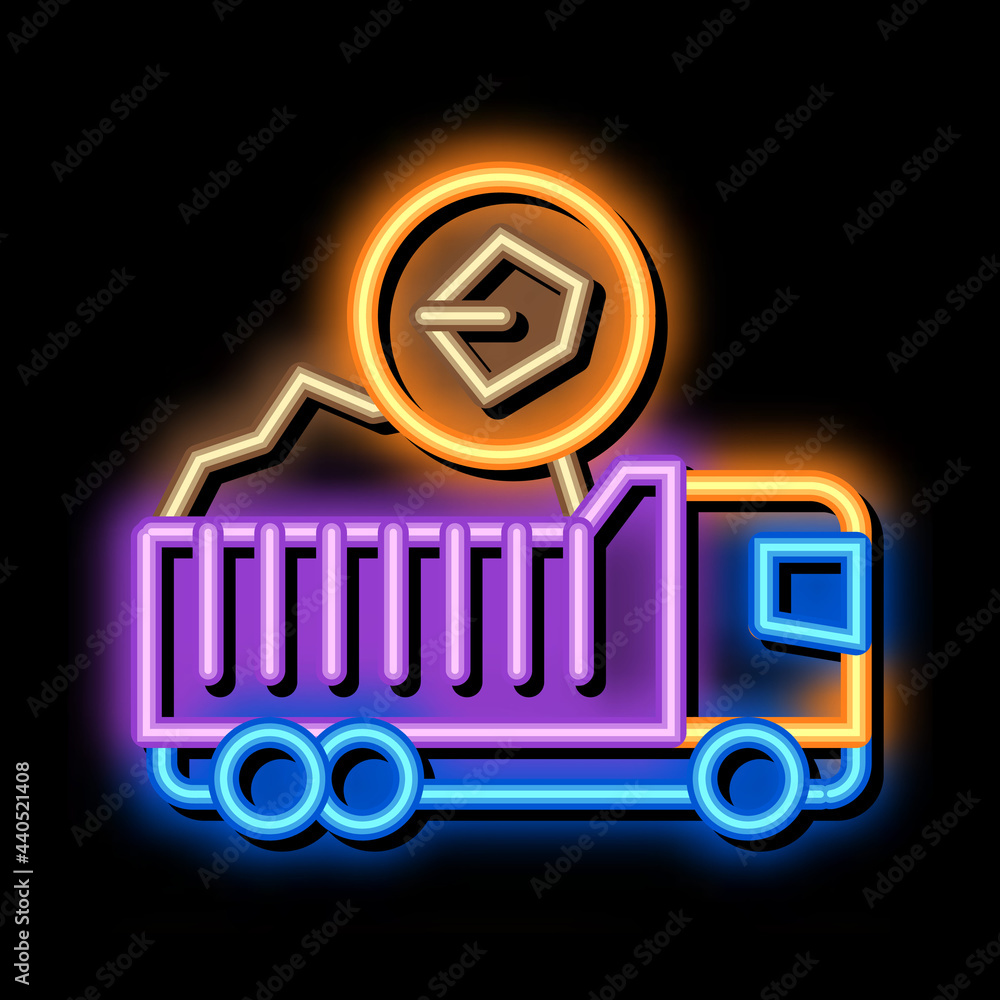 coal truck neon light sign vector. Glowing bright icon coal truck sign. transparent symbol illustration coal truck neon light sign vector. Glowing bright icon coal truck sign. transparent symbol illustration
