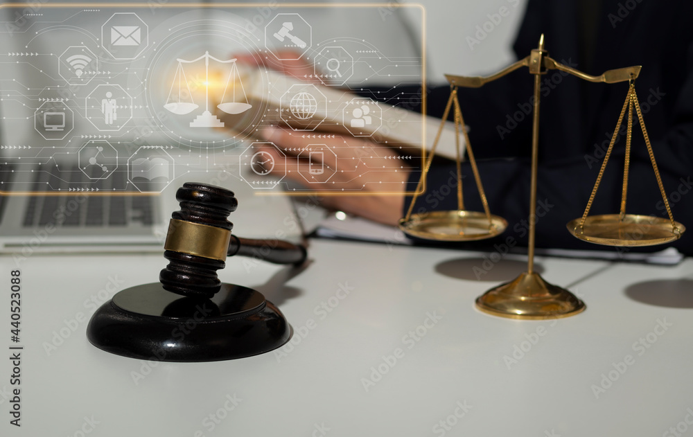 Justice and law concept. Hands of male judge working at a courtroom, Justice and law concept. Hands of male judge working at a courtroom,