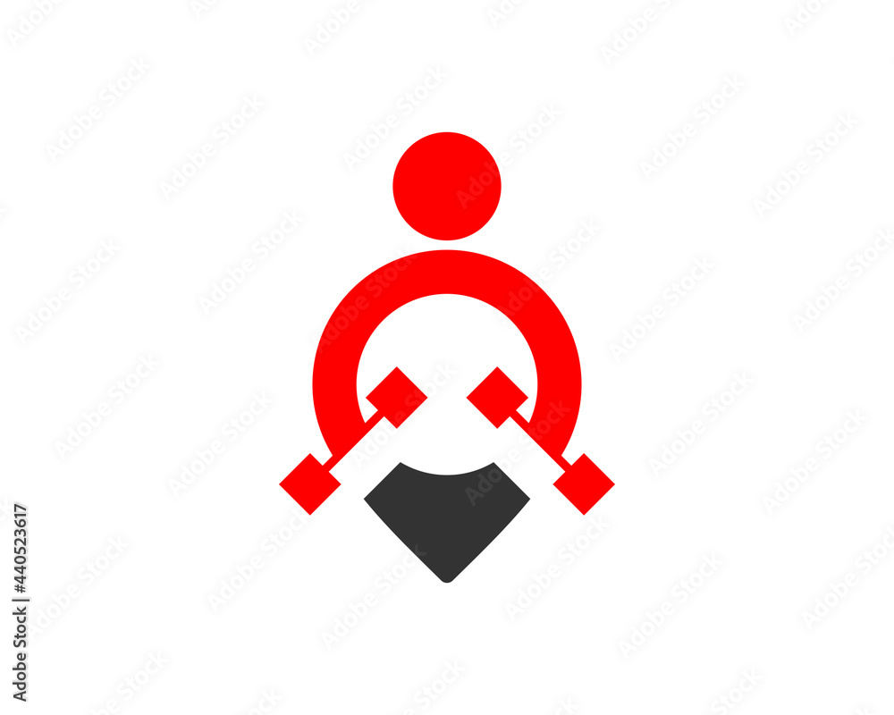 People holding dumbbell with point location shape People holding dumbbell with point location shape