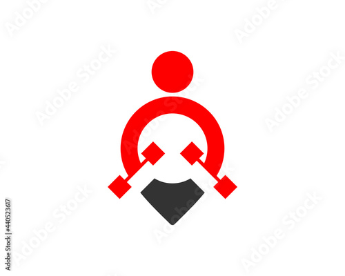 People holding dumbbell with point location shape