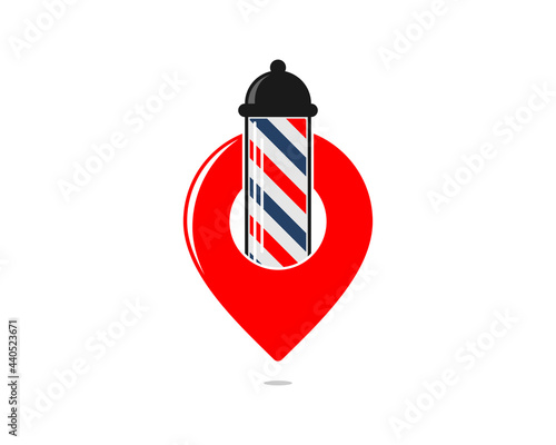 Barbershop lamp inside the point location logo
