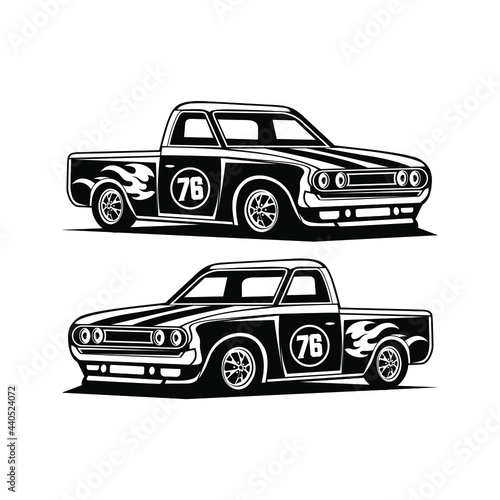 Black and white semi truck illustration vector