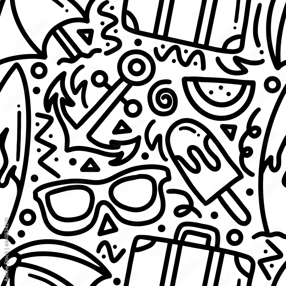 doodle set of summer holiday hand drawing doodle set of summer holiday hand drawing