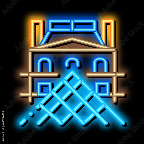 french louvre neon light sign vector. Glowing bright icon french louvre sign. transparent symbol illustration
