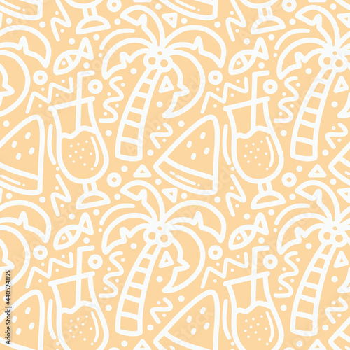 doodle set of summer holiday on the beach