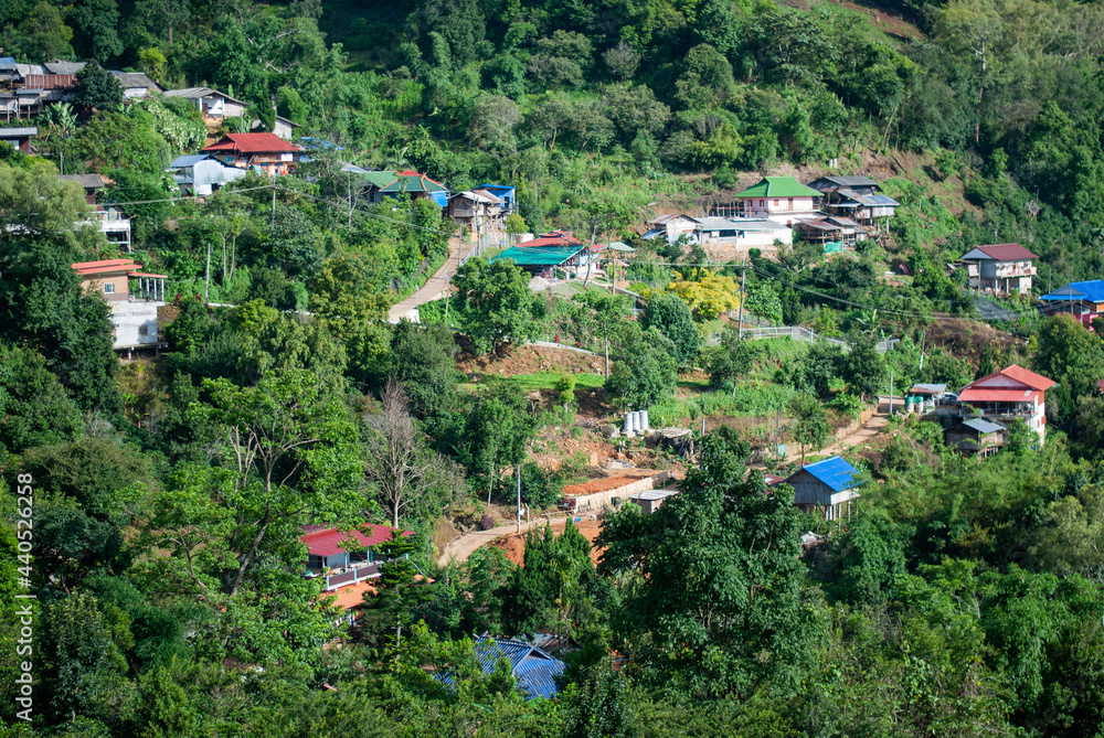 Fototapeta premium small village in the middle of the mountain