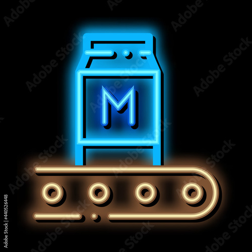 convector milk bottle neon light sign vector. Glowing bright icon convector milk bottle sign. transparent symbol illustration
