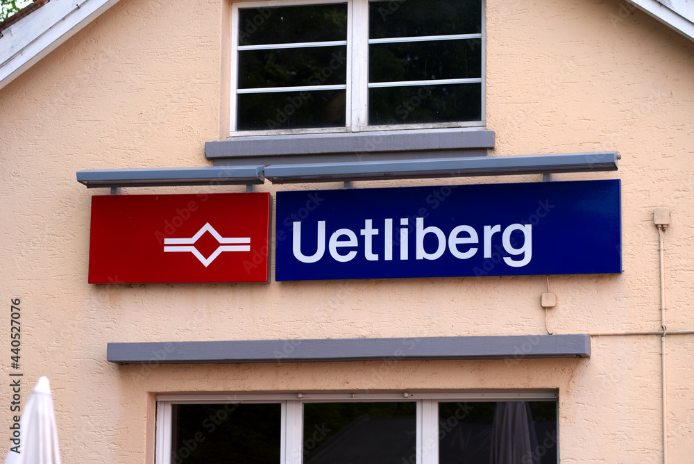 Sign Uetliberg at terminal station of SZU railway station. Photo taken June 18th, 2021, Zurich, Switzerland. Sign Uetliberg at terminal station of SZU railway station. Photo taken June 18th, 2021, Zurich, Switzerland.