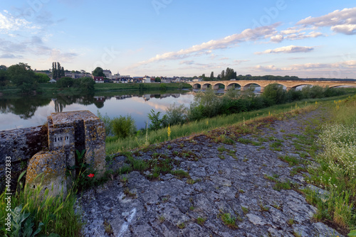 Old path on the Loire river bank in Amboise city