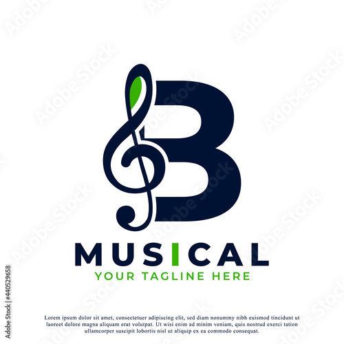 Letter B with Music Key Note Logo Design Element. Usable for Business, Musical, Entertainment, Record and Orchestra Logos