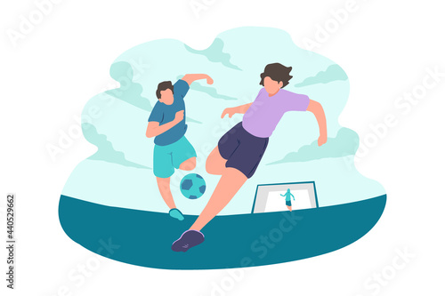 illustration man playing football on the field