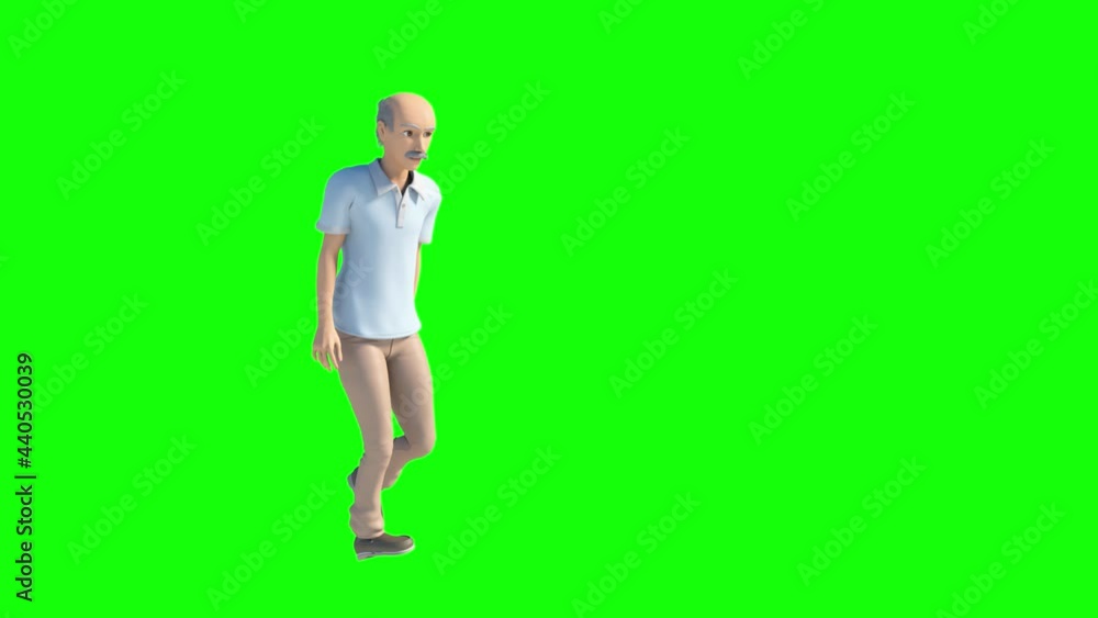 retired elderly man goes walking render loop 3d retired elderly man goes walking render loop 3d