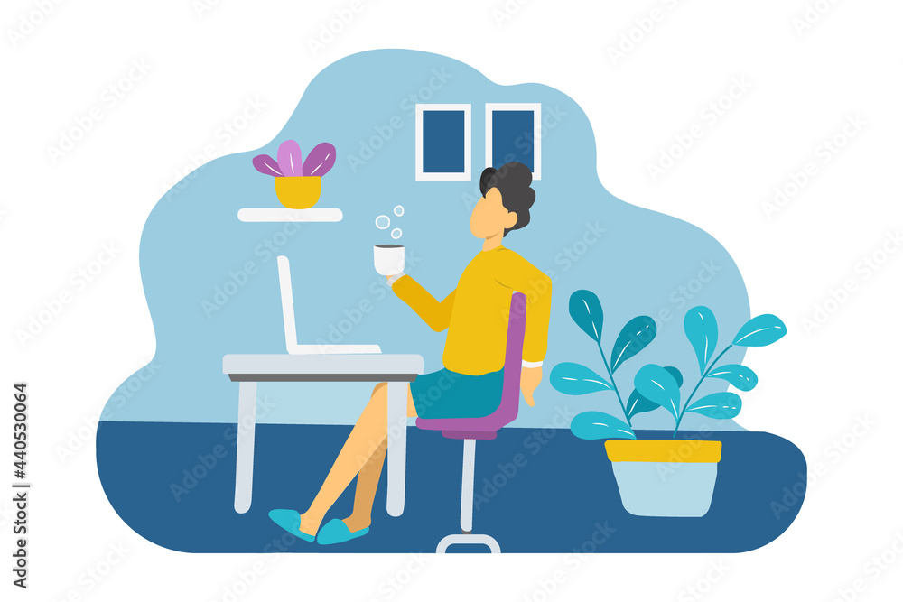 a man enjoying coffee work from home a man enjoying coffee work from home