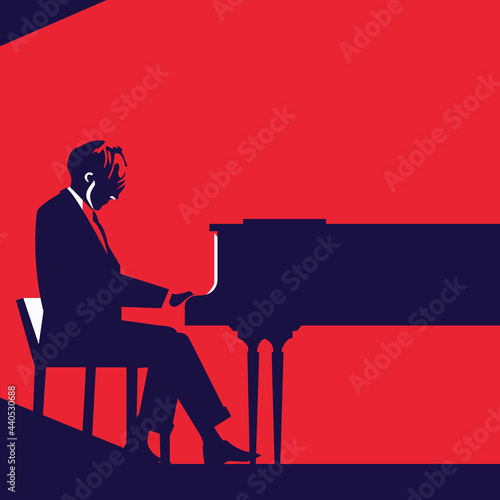 Canvastavla Man playing piano silhouette