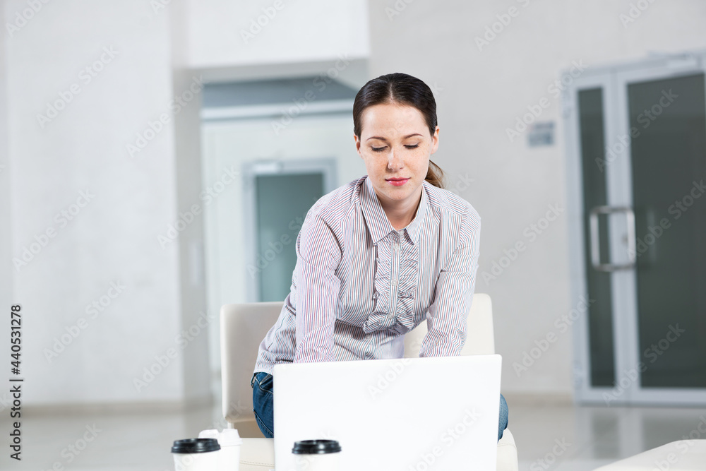 Fototapeta premium attractive young woman with laptop